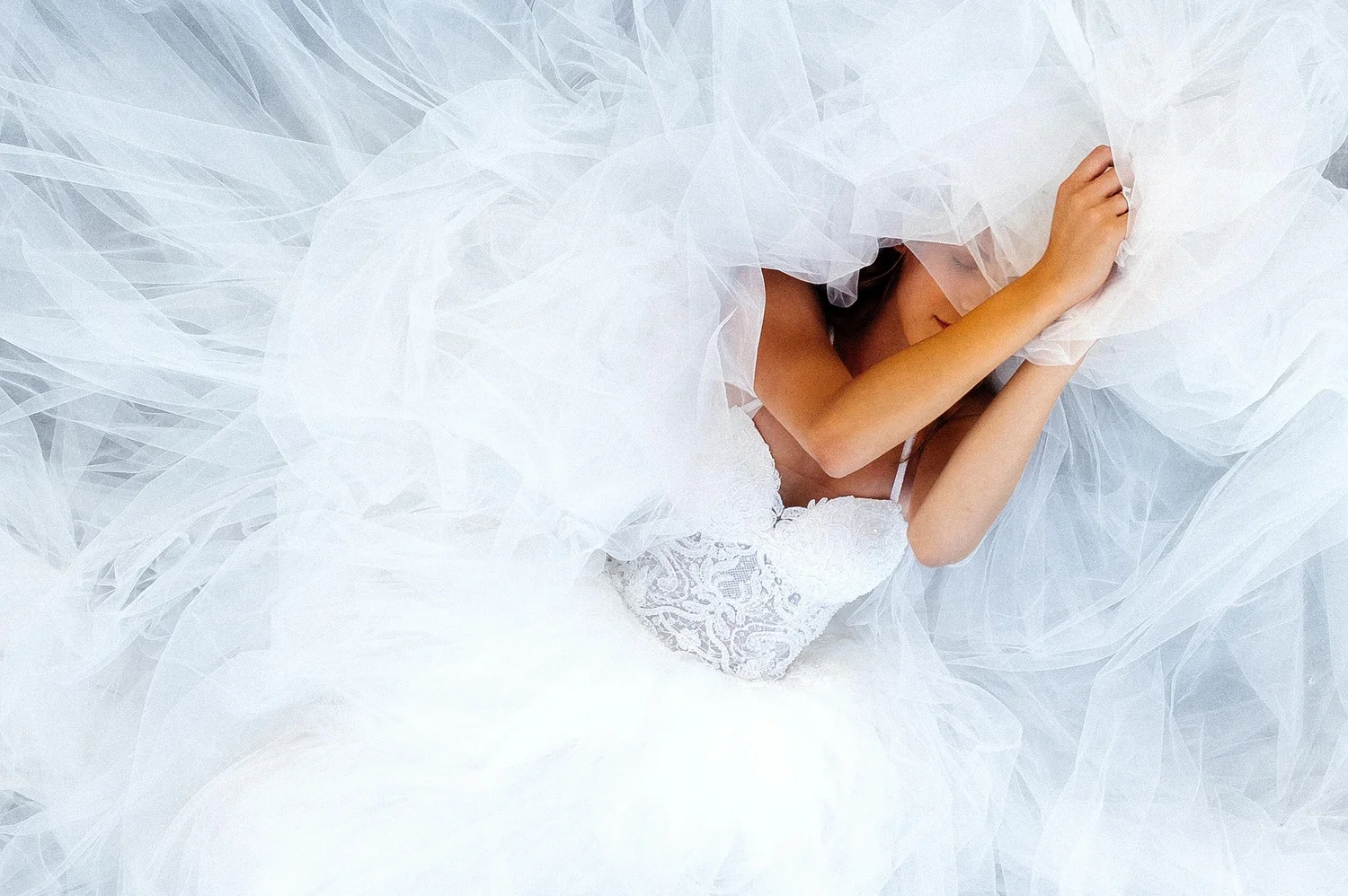 Portrait of the bride on her wedding day in wedding dress