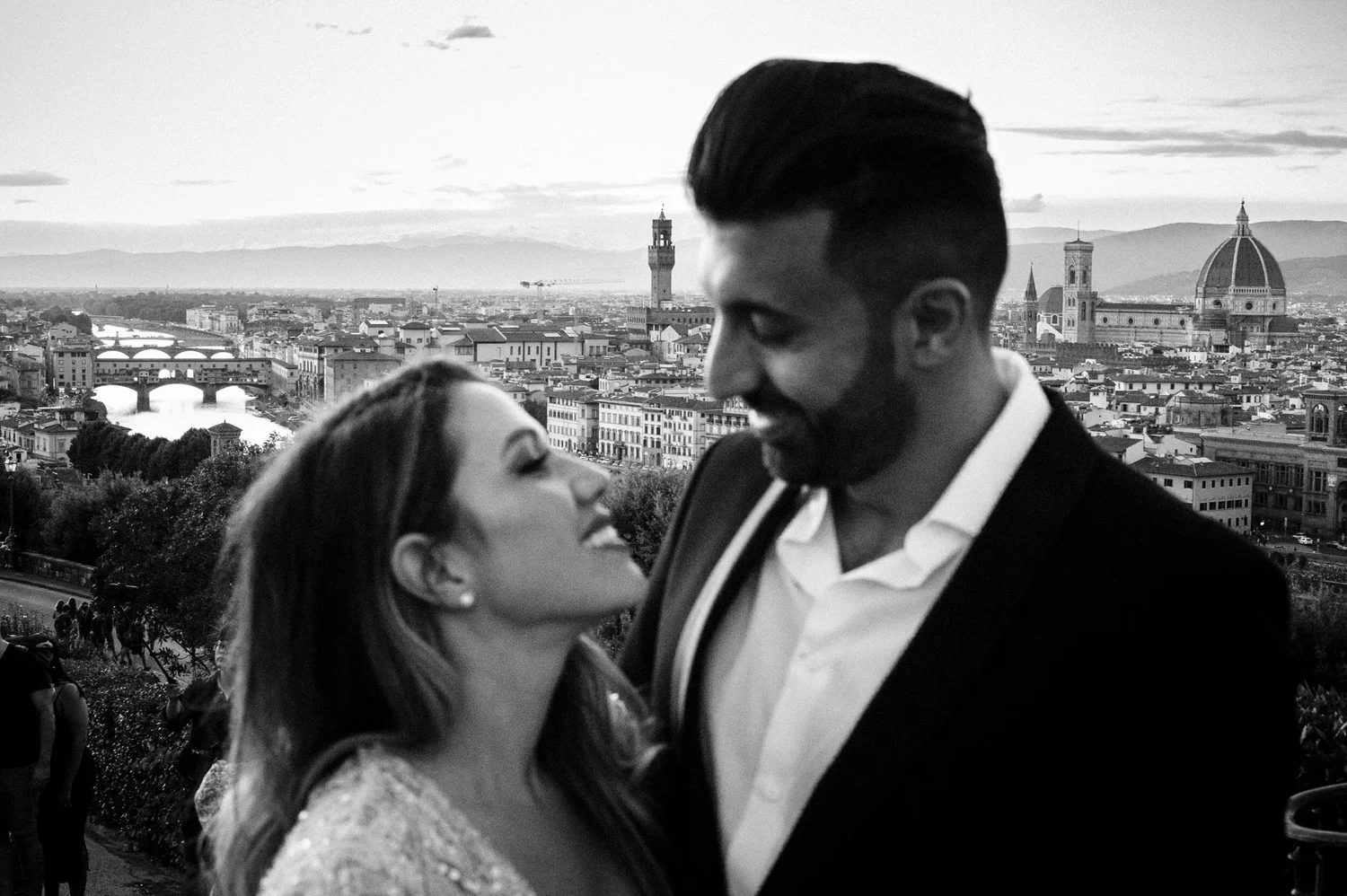 Bride and groom love portrait in Florence Tuscany